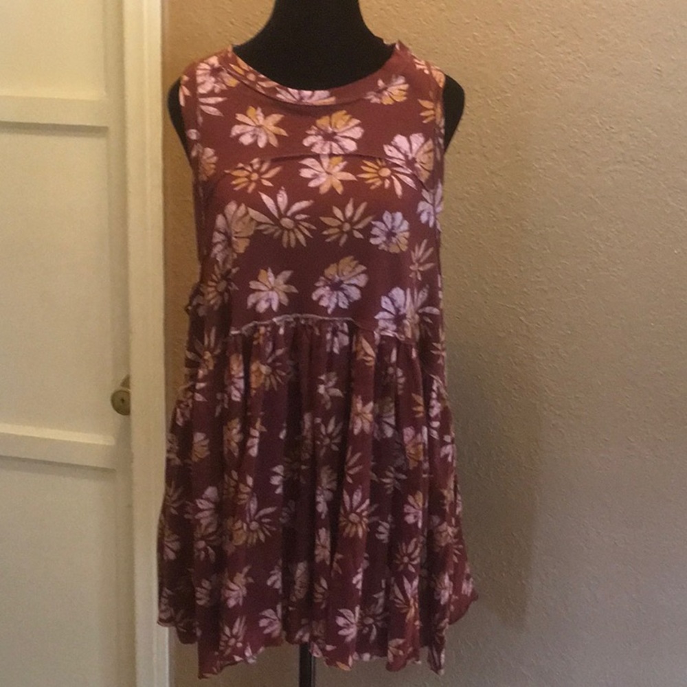 Free People open arm floral tank NWOT
